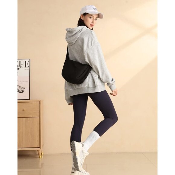 Small Sling Crossbody Bag for Women & Men, Trendy Mini Crescent with 2 Zippers - Picture 3 of 9
